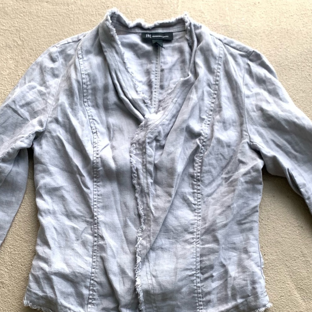 Inc Lightweight Fitted Linen Jacket Frayed edges